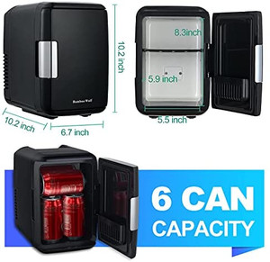 lot 14522 image: Mini Fridge, 5 Liter Can 110-220V AC 9-12V DC Portable Small Cooler and Warmer, Personal Compact Refrigerators for Skin Care Cosmetics Beverage Food Fruit Great for Bedroom, Dorm, Office, Travel Car (ETL Listed)