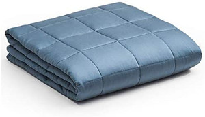 lot 14535 image: YnM Cooling Weighted Blanket with 100% Bamboo Viscose  20 lbs for 150-200 lbs Individual, 60x 80  Luxury Cooler Version Weighted Blanket, Blue Grey.