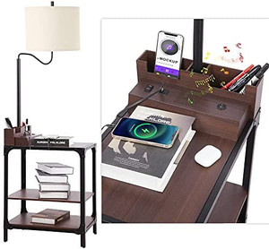 lot 16955 image: End Table lamp with Wireless Speaker for Living Room ,Bedroom ,Guest Room ,Metal Table Floor lamp with USB Charging Port and AC Outlet,Modern Bedside Nightstand Lighting�� (Transitional)