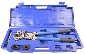 lot 16958 image: IWISS Copper Pipe Crimping Tool Kit, cw 12-inch,34-inch,1-inch Jaws, Copper Tube Press Fitting Tool with 360 degree Rotatable Heads