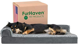 lot 48993 image: Furhaven Orthopedic, Cooling Gel, and Memory Foam Pet Beds for Small, Medium, and Large Dogs and Cats - Two-Tone L Chaise, Southwest Kilim Sofa, Faux Fur Velvet Sofa Dog Bed, and More