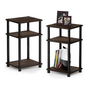 lot 2150 image: Furinno Just 3-Tier Turn-N-Tube End Table, Columbia WalnutBlack, Set of 2