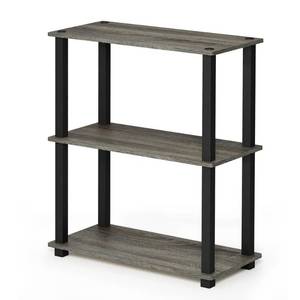 lot 2159 image: Furinno Turn-N-Tube 3-Tier Compact Multipurpose Shelf Display Rack with Square Tubes, 18025GYWBK