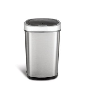 lot 2183 image: Nine Stars 13.2 Gal  50L Motion Sensor Oval Trash Can, Fingerprint-Resistant Stainless Steel