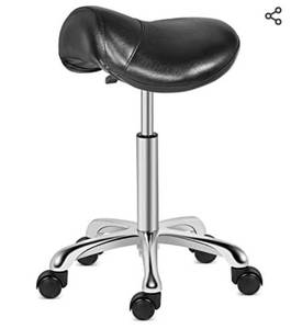 lot 2191 image: Kaleurrier Saddle Stool Rolling Swivel Height Adjustable with Wheels