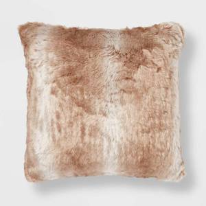 lot 2228 image: Threshold Euro Faux Fur Ombre Decorative Throw Pillow - Brown Ombre