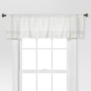 lot 2237 image: 15in x 54in Stiped Border Window Valance CreamGray - Threshold