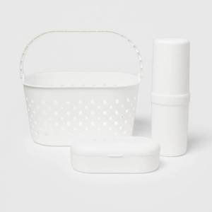 lot 2241 image: 3pc Bath Caddy Bundle White - Room Essentials