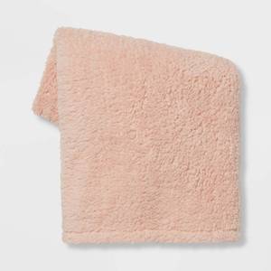 lot 2243 image: Sherpa Throw Blanket Light Peach - Room Essentials