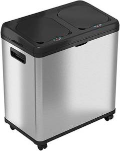 lot 2257 image: Itouchless 16 Gallon Touchless Trash Can And Recycle Stainless Steel Dual