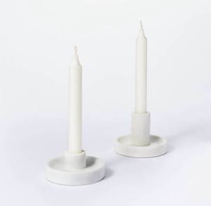 lot 2260 image: Marble Stone Taper Candle Holder White - Threshold designed with Studio McGee