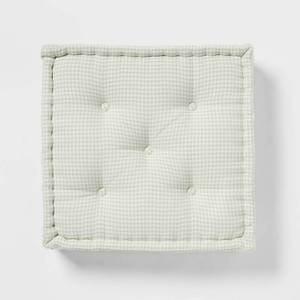 lot 2267 image: Oversized Gingham Woven Square Floor Pillow GreenCream - Threshold