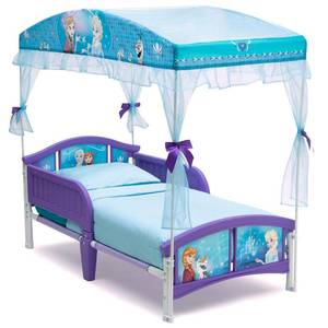 lot 4951 image: Delta Children Disney Frozen Plastic Toddler Canopy Bed, Purple