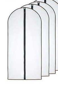 lot 6574 image: 3-Hanging Garment Bags 24 x 40 Clear Black Suit Bag