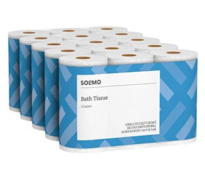 lot 6591 image: Amazon Brand,Solimo 2-Ply Toilet Paper, 6 Count (Pack of 5)