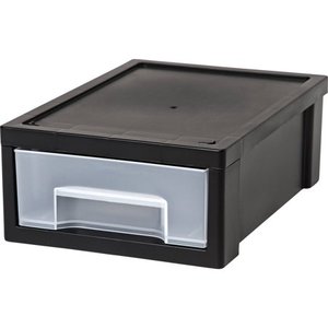 lot 6598 image: IRIS USA, Small Plastic Desktop Stacking Drawer, 6 Pack, BlackClear