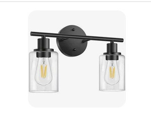 lot 6671 image: Bathroom Light Fixtures,2 Light Matte Black Vanity Light