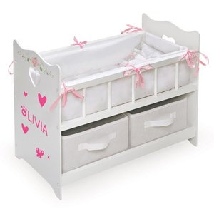 lot 6684 image: Badger Basket Doll Crib, White Rose