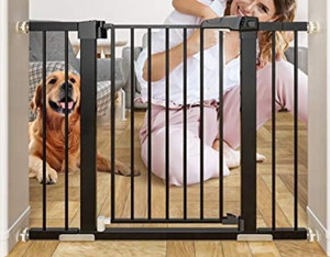 lot 6746 image: OTTOLIVES Metal Baby Gate Pet Gate 27-40 Inch Extra Wide Pressure Mounted Dog Gate