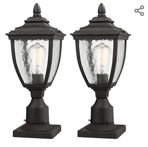 lot 6778 image: Beionxii Outdoor Post Lanterns, Set of 2
