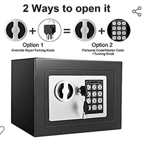 lot 6781 image: Fireproof Home Digital Security Safe Box Wall with Lock,Black