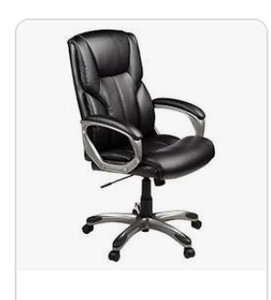 lot 6785 image: Basics High-Back Leather Executive Office Chair, Black