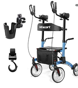 lot 6788 image: UrEscort folding upright walker with large wheels, Blue