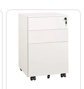 lot 6795 image: Devaise 3 Drawer Locking File Cabinet, White