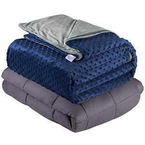 lot 6806 image: Quility Cotton Weighted Blanket, Navy Blue