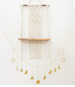 lot 6821 image: Macrame Shelf & Free Moon Wall Decor