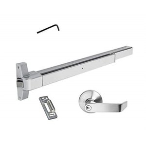 lot 6860 image: Dynasty Hardware Push Bar Panic Exit Device Aluminum with Exterior Lever