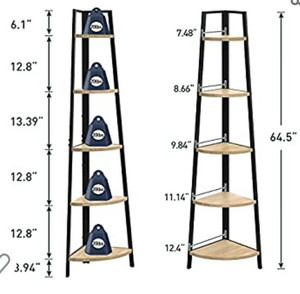 lot 6880 image: SpringSun 5-Tier Corner Ladder Wood Shelf, Display Rack Multipurpose