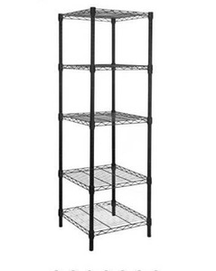 lot 6899 image: 5 Tier Adjustable Steel Wire Shelving Rack, Black