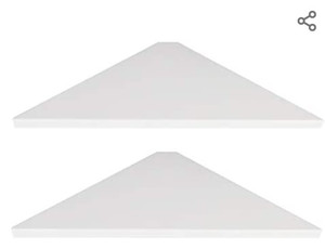 lot 6902 image: Evron Corner Mounting Shelf,Easy to Install Wall Corner Shelf, Set of 2,White