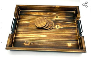 lot 6903 image: D-homedeals Bamboo Serving Tray with Metal Handles