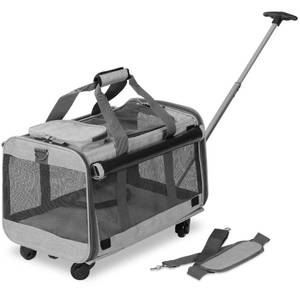 lot 6905 image: Kopeks Gray Pet Carrier with Detachable Wheels, 20 L X 13 W X 11.5 H, Medium