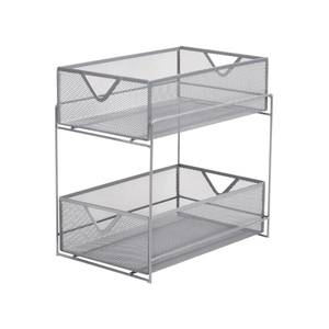 lot 6933 image: 2- Mind Reader 2 Tier Metal Mesh Storage Basket Organizer