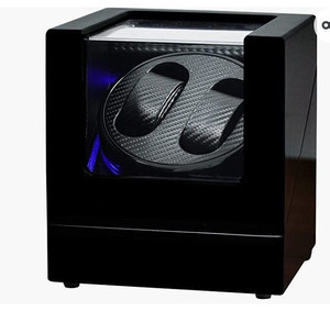 lot 7006 image: Double Watch Winders for Automatic Watches Box, Watch Rotator for 3 Sizes Watches LED Light, Rotating Watch display case