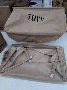 lot 7042 image: 2 burlap toy storage totes