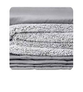 lot 7044 image: YnM Weighted Blanket and Duvet Cover,Teddy Bear Velvet Light Grey, 60x80 20lbs,Queen