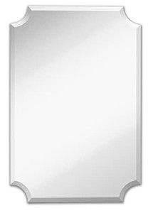lot 7059 image: Hamilton Hills Large Beveled Scalloped Edge Rectangular Wall Mirror, Frameless