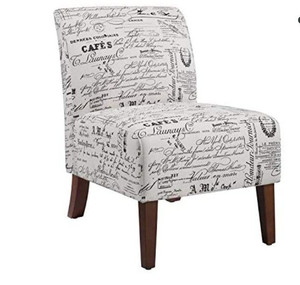 lot 7091 image: Linon Linen Script Lily, Dark Walnut Chair