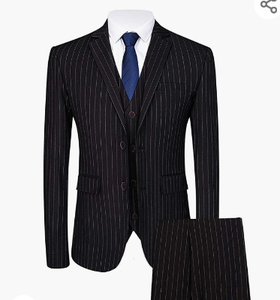 lot 7109 image: Mens 3 Piece Pinstripe Suit Slim Fit Casual Dress Suits Blazer  Vest  Pants