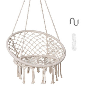 lot 7133 image: Suncreat Macrame Cotton Rope Hammock Chair Swing&nbsp
