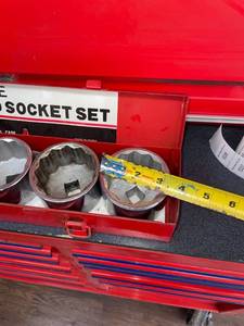 lot 1336 image: Huge socket set  These are large Sockets see pictures pop bottle for size comparison