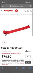 lot 1346 image: Snap On oil strap wrench