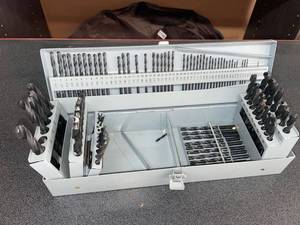 lot 1348 image: Very nice drill bit set in metal case