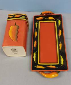 lot 32622 image: Clay Art Jalape�o Stonelite Clay Hand Painted 2 pieces