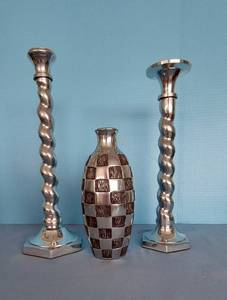 lot 32632 image: 3 pc CandleVase Decor Set, Heavy Metal