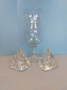 lot 32671 image: Vase & Glass Candle Holders
